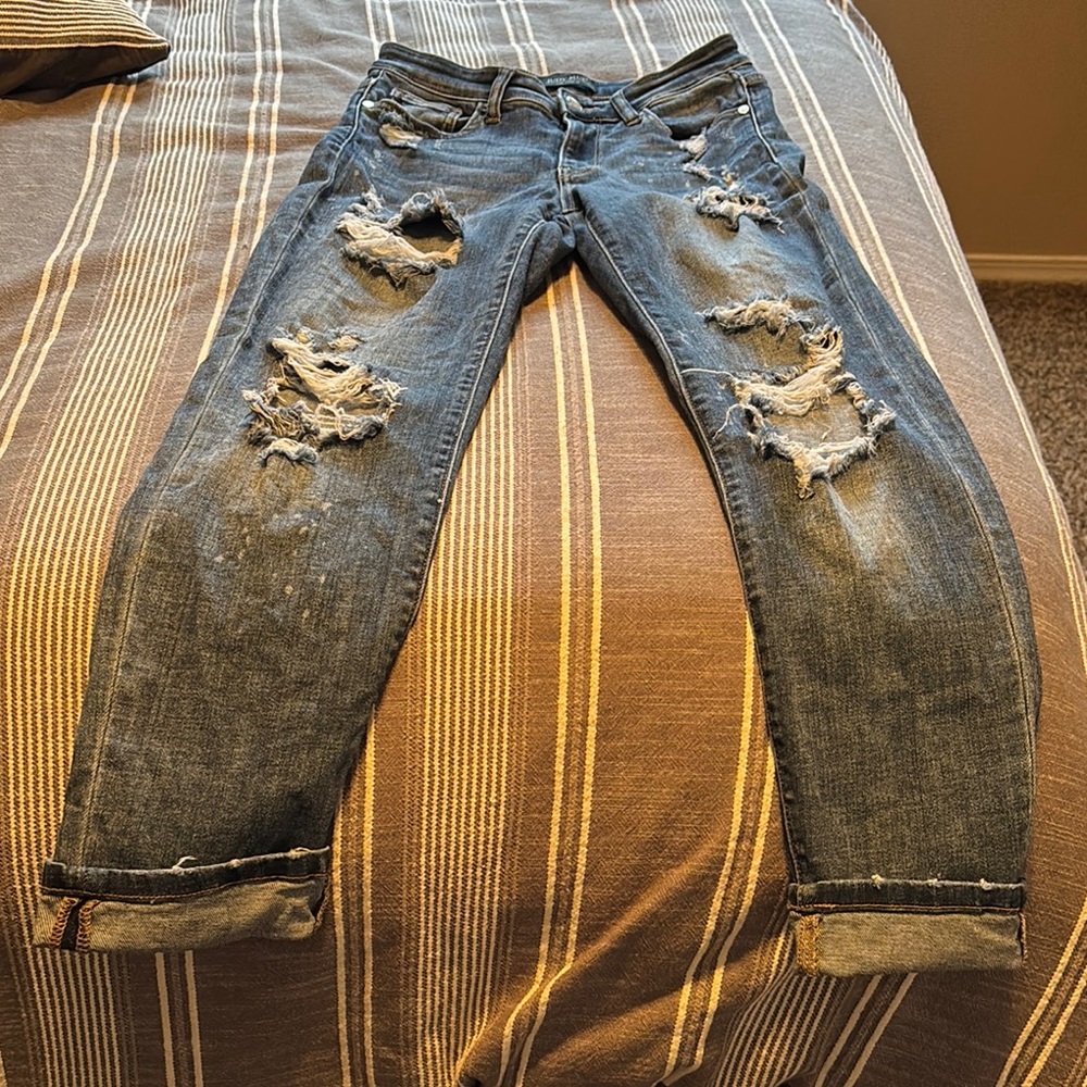 Distressed Blue Jeans